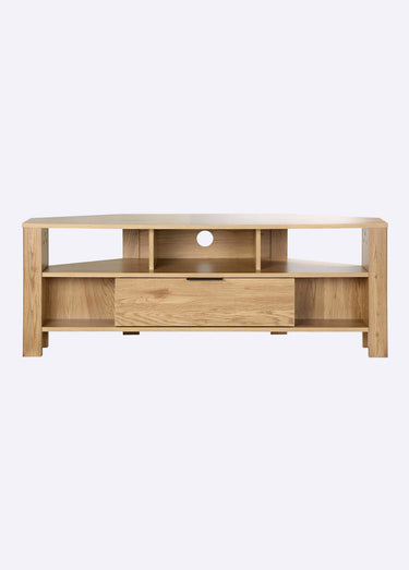 Meuble TV d'angle 1 tiroir, décor chêne Bois Clair