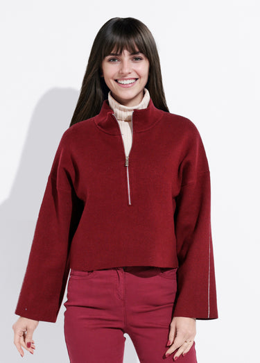 Pull court avec col montant zippé Bordeaux