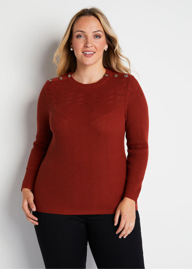 Pull ajouré maille côtelée col rond Epice
