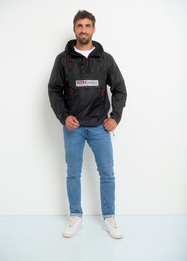 Coupe vent homme demi zip à capuche Noir