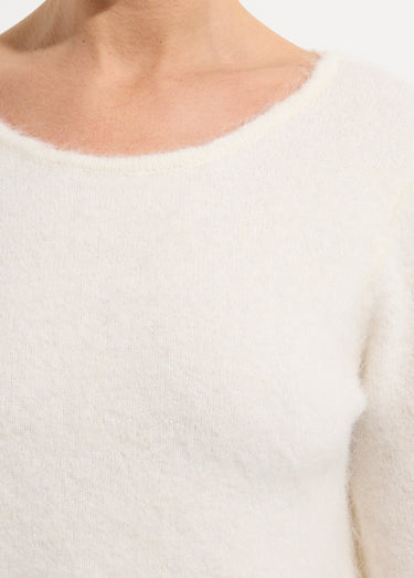 Pull avec laine et détail dentelle dos Ecru