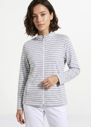 Veste zippée détente col montant Raye Argent