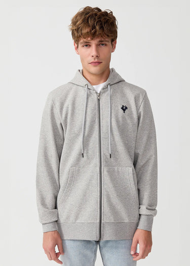 Sweat shirt zippé à capuche, kangourou Gris