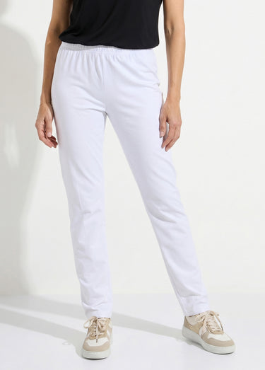 Legging coton stretch taille élastiquée Blanc