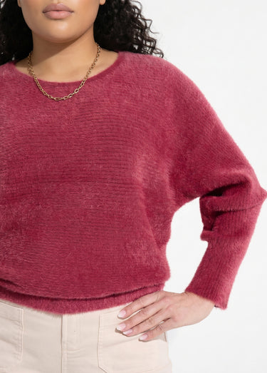 Pull côtelé col rond sans emmanchures boîte Bordeaux
