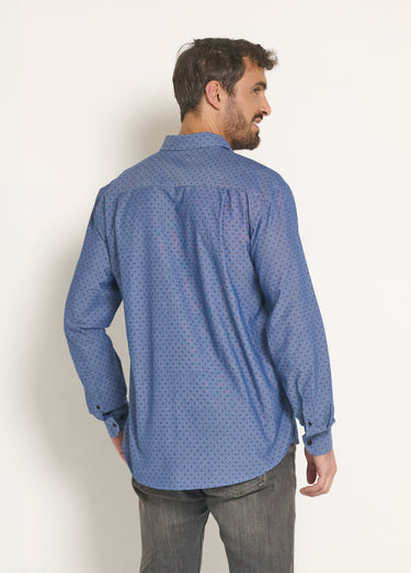 Chemise fantaisie chambray imprimé Bleu