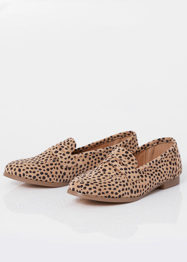 Mocassins en suédine avec bout amande Leopard
