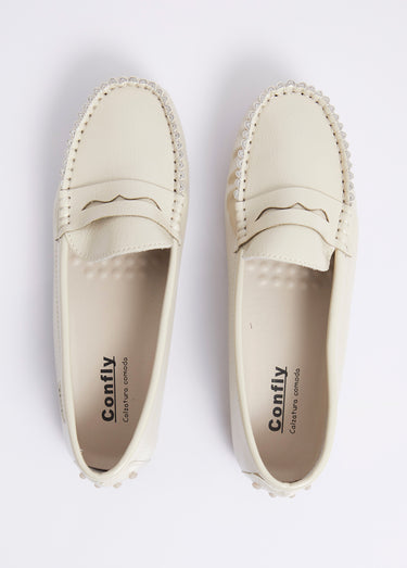 Mocassins vernis, semelle antidérapante Vernis Beige