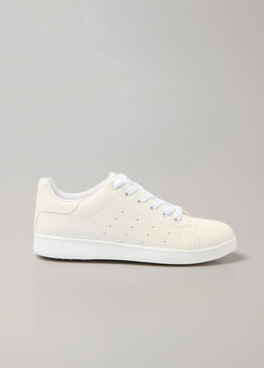 Baskets minimalistes bout rond et lacets Blanc