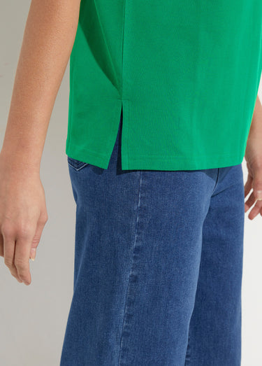 T-shirt maille piquée coton col polo Menthe