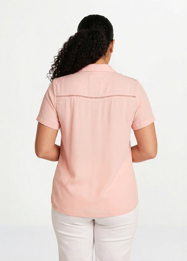 Chemisier boutonné dentelle et ajouré Rose