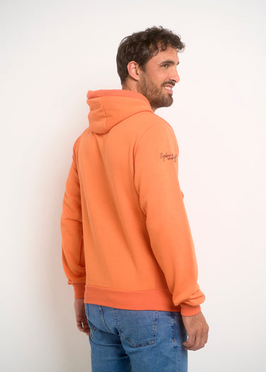 Sweat à capuche demi zip manches longues Orange Fluo