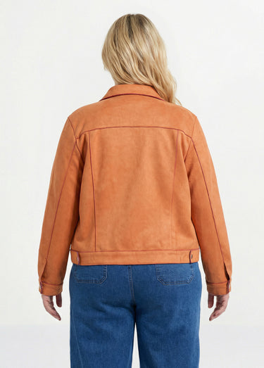 Veste en suédine détails contrastants Orange Vif