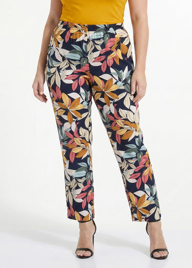 Pantalon imprimé taille élastiquée Fond Marine