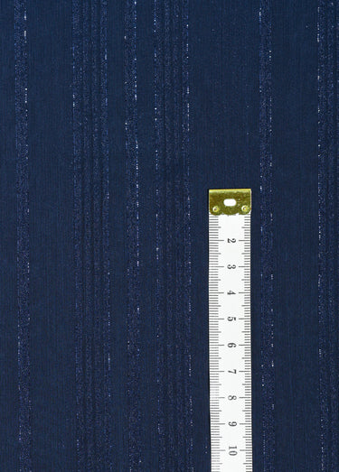 Coupon tissu habillement voile métallisé Bleu Marine