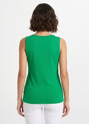 Débardeur col V ajouré brodé Vert