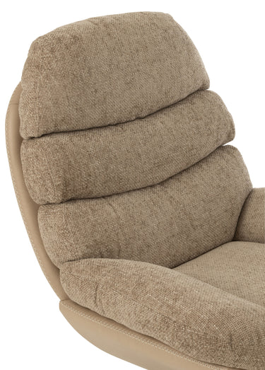 Fauteuil relax tissu + repose pieds 2BF Beige foncé / Noir