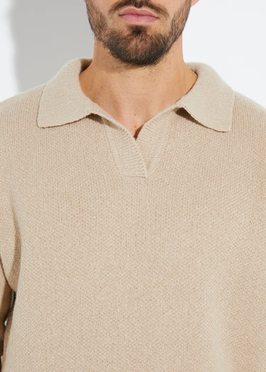 Pull en maille avec col polo Beige