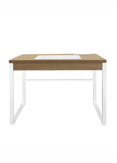 Bureau plateau bois, piètement métal Marron / Blanc