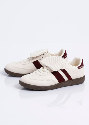 Sneakers avec languette inspiration rétro Beige/Bordeaux