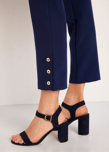Pantalon droit 7/8e uni infroissable Bleu Marine