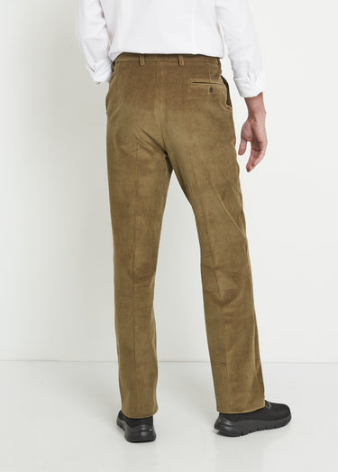 Pantalon droit ceinture élastiquée confort Velours Bronze