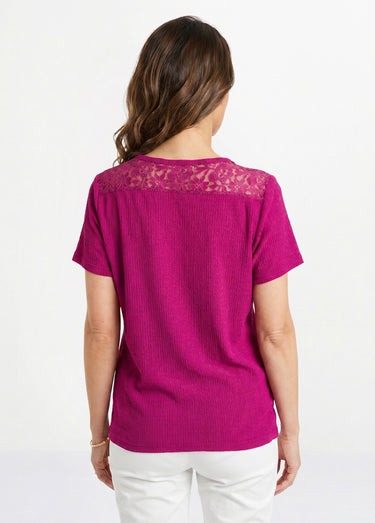 T-shirt court dentelle Cassis