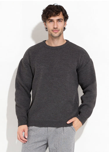 Pull épais col rond et maille torsadée Anthracite