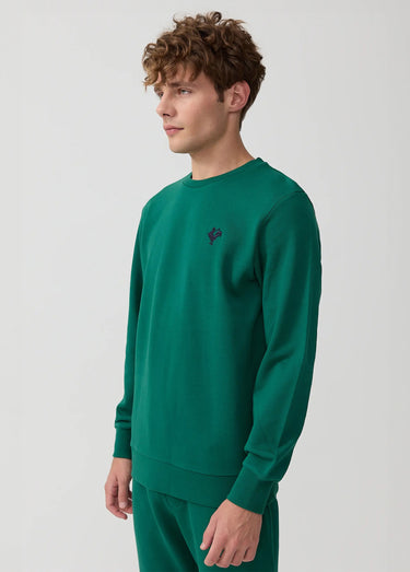Sweat molletonné col rond manches longues Vert Sapin