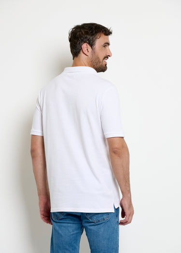 Polo manches courtes col pointe Blanc