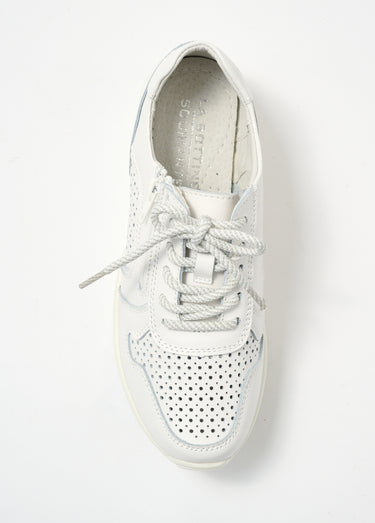 Baskets zippées en cuir compensées Blanc