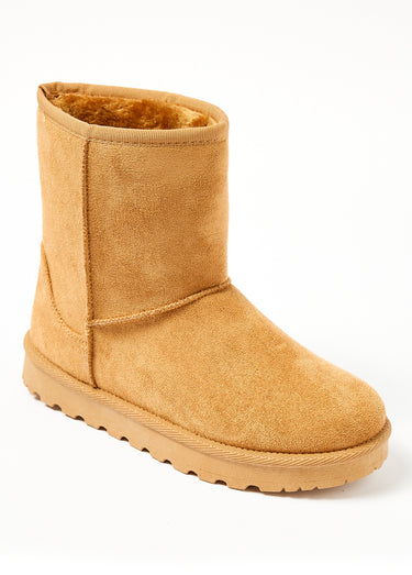 Boots fourrées chaudes semelle compensée Camel