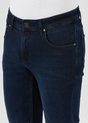 Jean 5 poches en denim, coupe fittée Bleu Marine