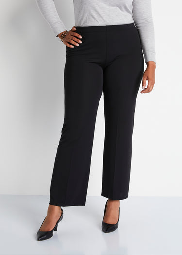 Pantalon taille élastiquée fluide évasé Noir