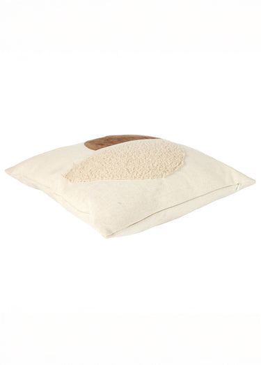 Coussin carré déhoussable bimatière Blanc/Beige