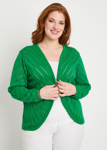 Gilet boléro fin ajouré coton Vert