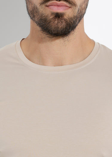 T-shirt col rond coupe ajustée Beige