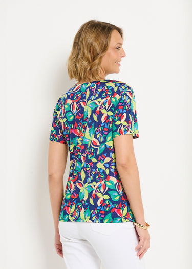 T-shirt manches courtes uni ou imprimé Marine/Vert
