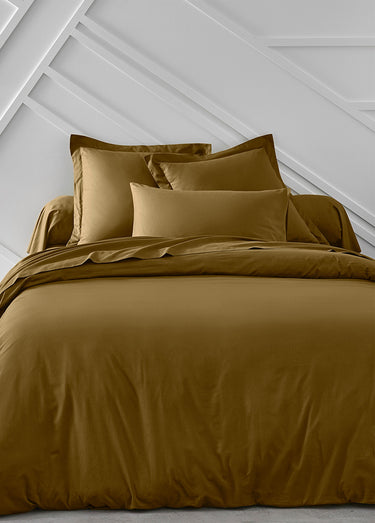 Taie d'oreiller coton unie Bronze
