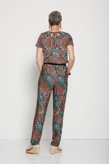 Combinaison-pantalon maille extensible Tomette/Vert