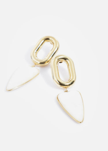 Boucle d'oreilles cœur en acier inoxydable Dore/Blanc