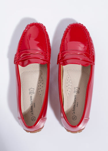 Mocassins vernis semelle antidérapante Vernis Rouge