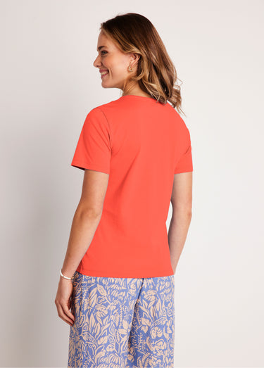 T-shirt court brodé manches courtes Orange