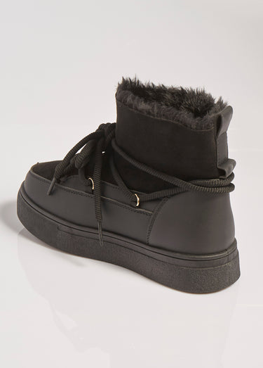 Boots fourrées compensées style après ski Noir
