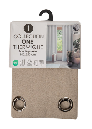 Rideau thermique polaire effet natté finition oeillets Lin