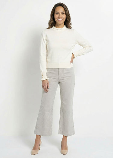 Pull col montant plissé maille plumetis Beige