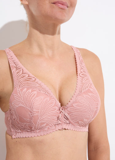 Ensemble soutien gorge+tanga dentelle Vieux Rose