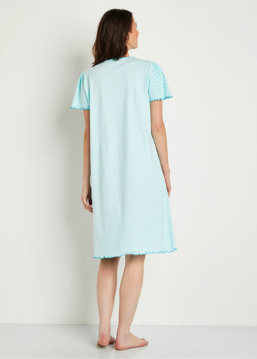 Chemise de nuit coton dentelle Aqua