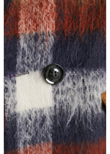 Manteau caban chaud tissu carreaux laine Carreaux Marine