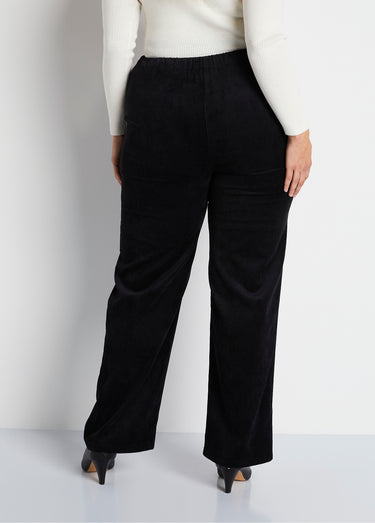 Pantalon large velours milleraies effet pont Noir